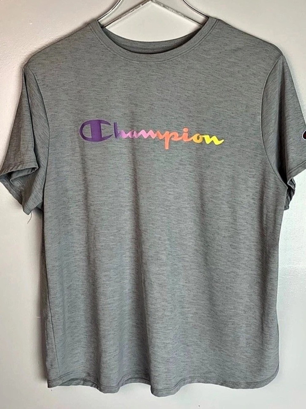 Champion Classic Graphic T-Shirt, Script Logo Gray XL
